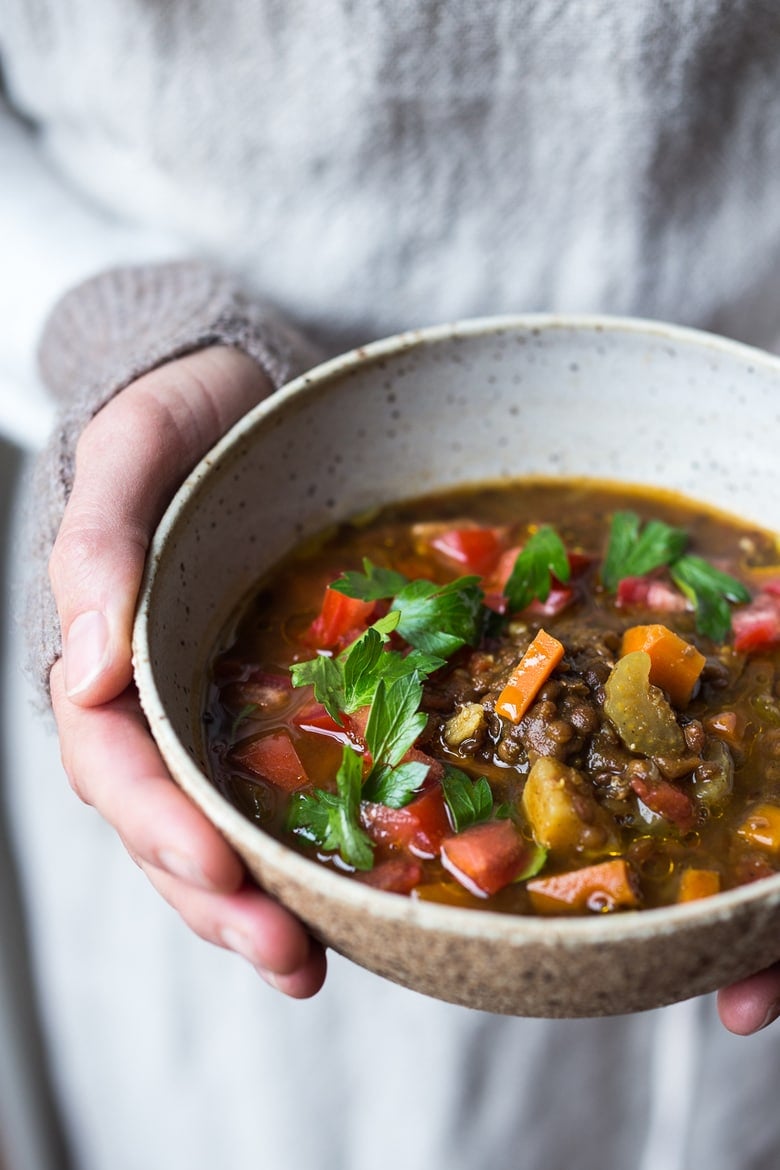 instant pot lentil soup This Instant Pot Lentil Soup is cozy and comforting! Infused with fragrant Middle Eastern spices, it can be made in your Instant Pot or on your stovetop. Vegan, fast & easy. Includes a Video.