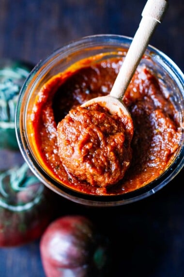 Learn how to make the most flavorful Homemade Ketchup using your homegrown garden tomatoes! Roasting brings out their sweetness. In a hurry? Check out our quick cheater version below.